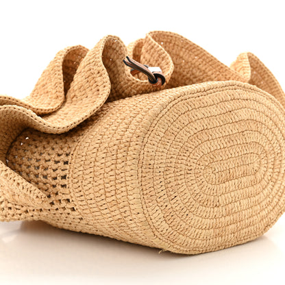 Loewe Raffia Calfskin Balloon Ruffles Bucket Bag Natural Tan 9 of 13