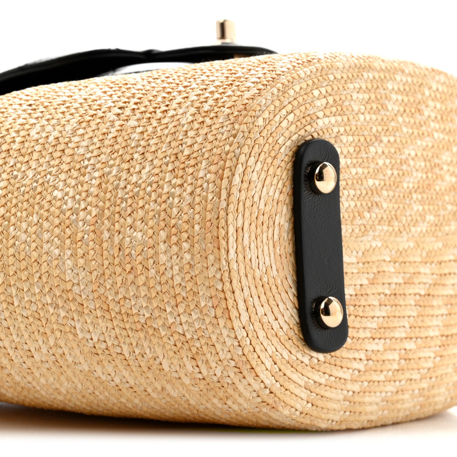 Chanel Raffia Braided Lambskin Small Shopping Tote Beige Black 10 of 12