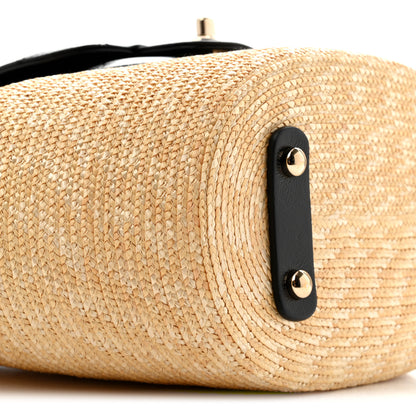 Chanel Raffia Braided Lambskin Small Shopping Tote Beige Black 10 of 12