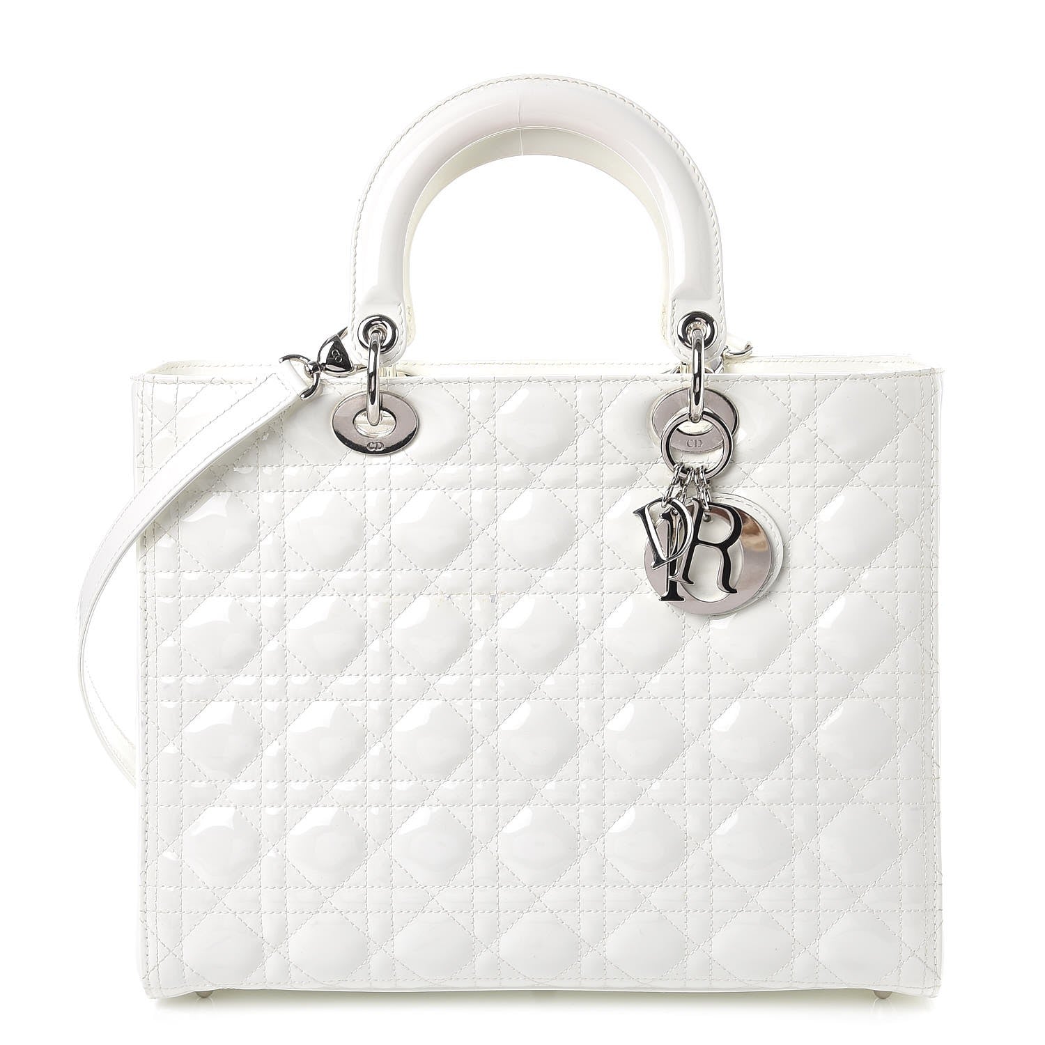Christian Dior Patent Cannage Large Lady Dior White 1 of 10