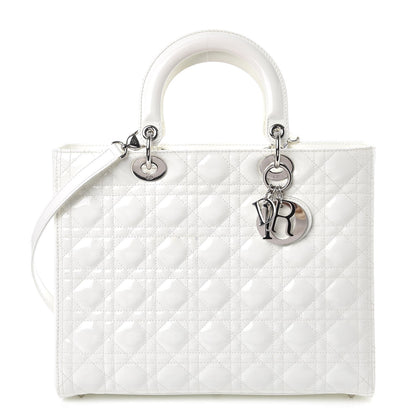 Christian Dior Patent Cannage Large Lady Dior White 1 of 10