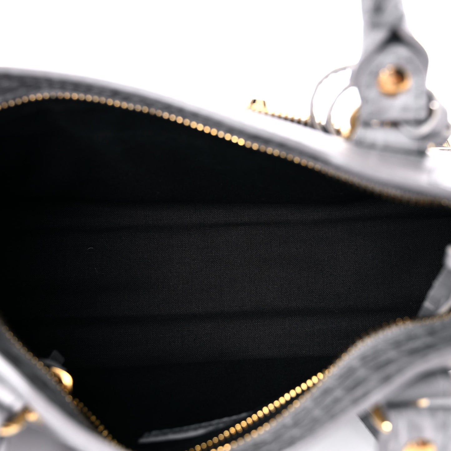Calfskin Crocodile Embossed Gold Metallic Edge Hardware Mini City Haussmannien