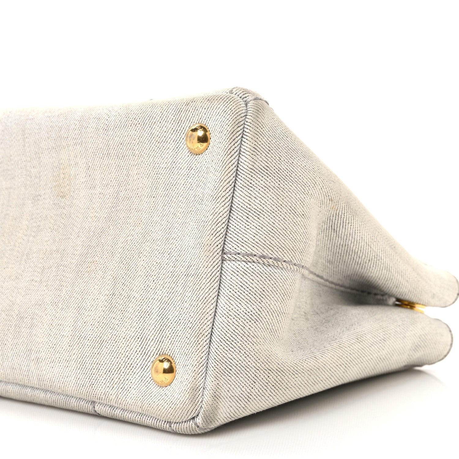 Prada Denim Small Logo Tote Bianco 10 of 12