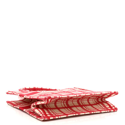 Christian Dior Canvas Embroidered Medium Check'n'Dior Book Tote Red Multicolor 4 of 11