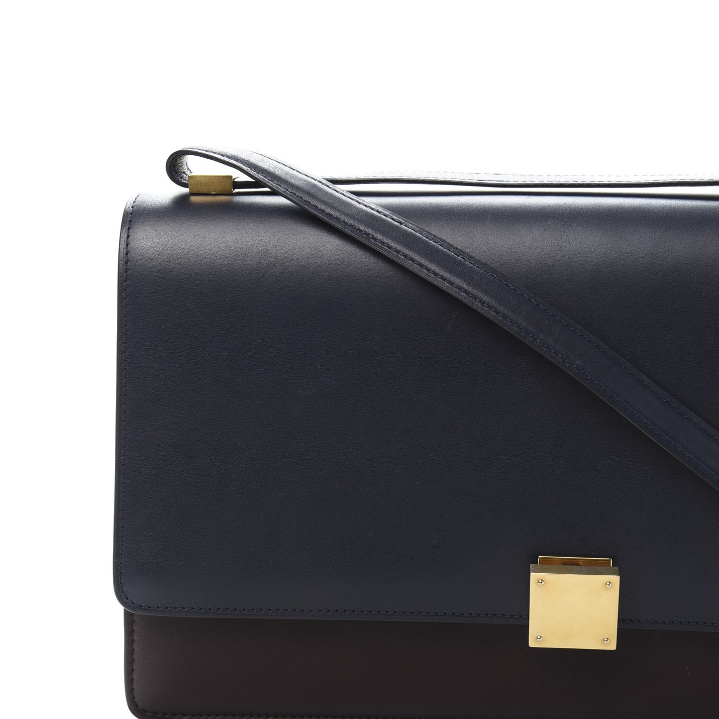Calfskin Bicolor Medium Case Flap Navy Burgundy