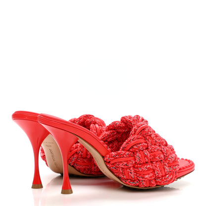 Bottega Veneta Lambskin Fabric Weave Intrecciato Dot Sandals 40.5 Bubble Gum Tomato 4 of 9