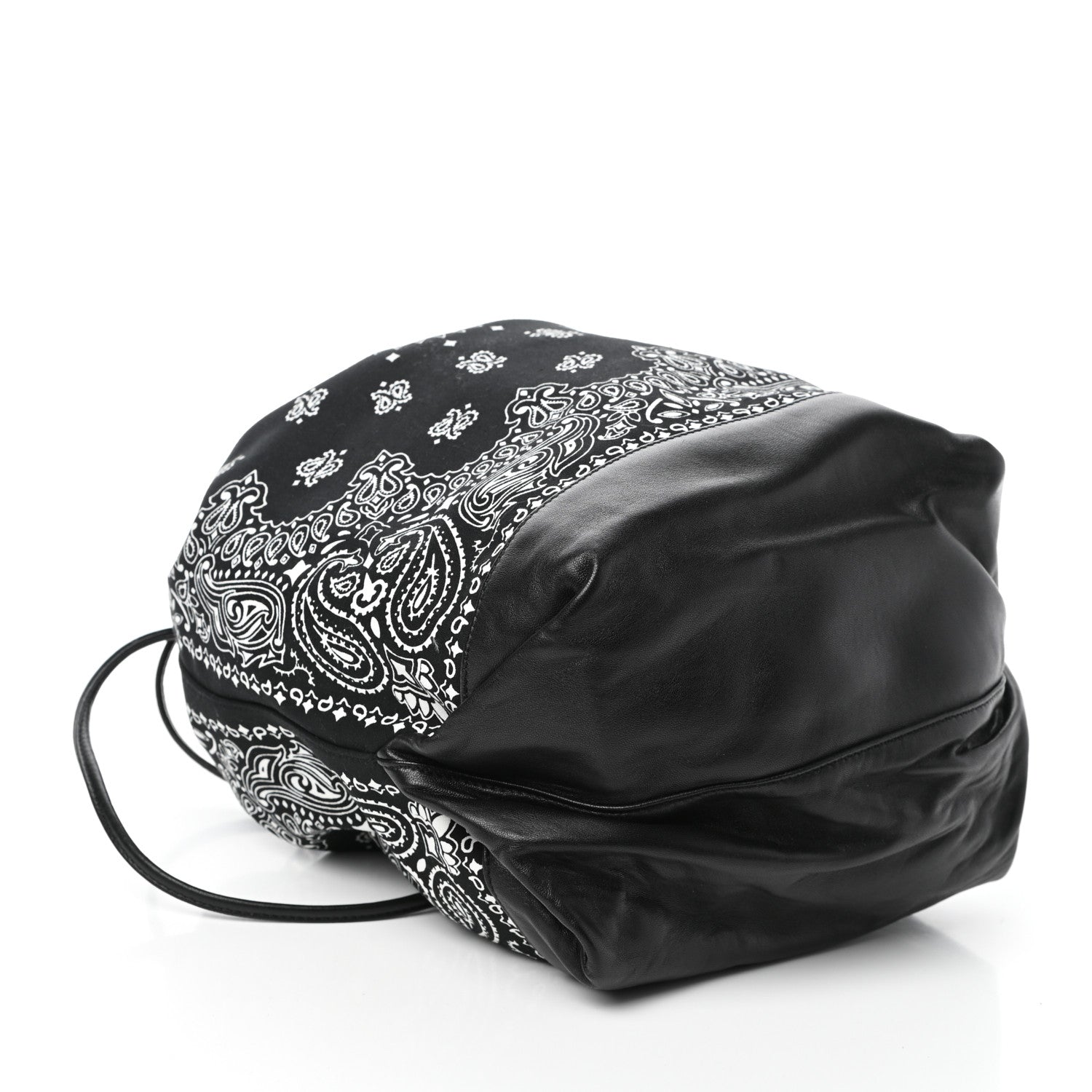 Saint Laurent Canvas Calfskin Bandana Teddy Drawstring Bag Black 4 of 9