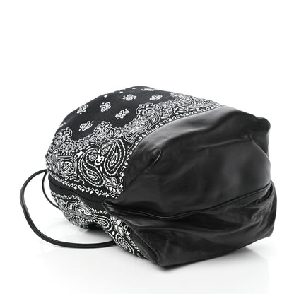 Saint Laurent Canvas Calfskin Bandana Teddy Drawstring Bag Black 4 of 9
