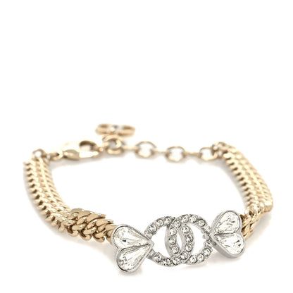 Chanel Crystal CC Heart Chain Bracelet Gold 1 of 5