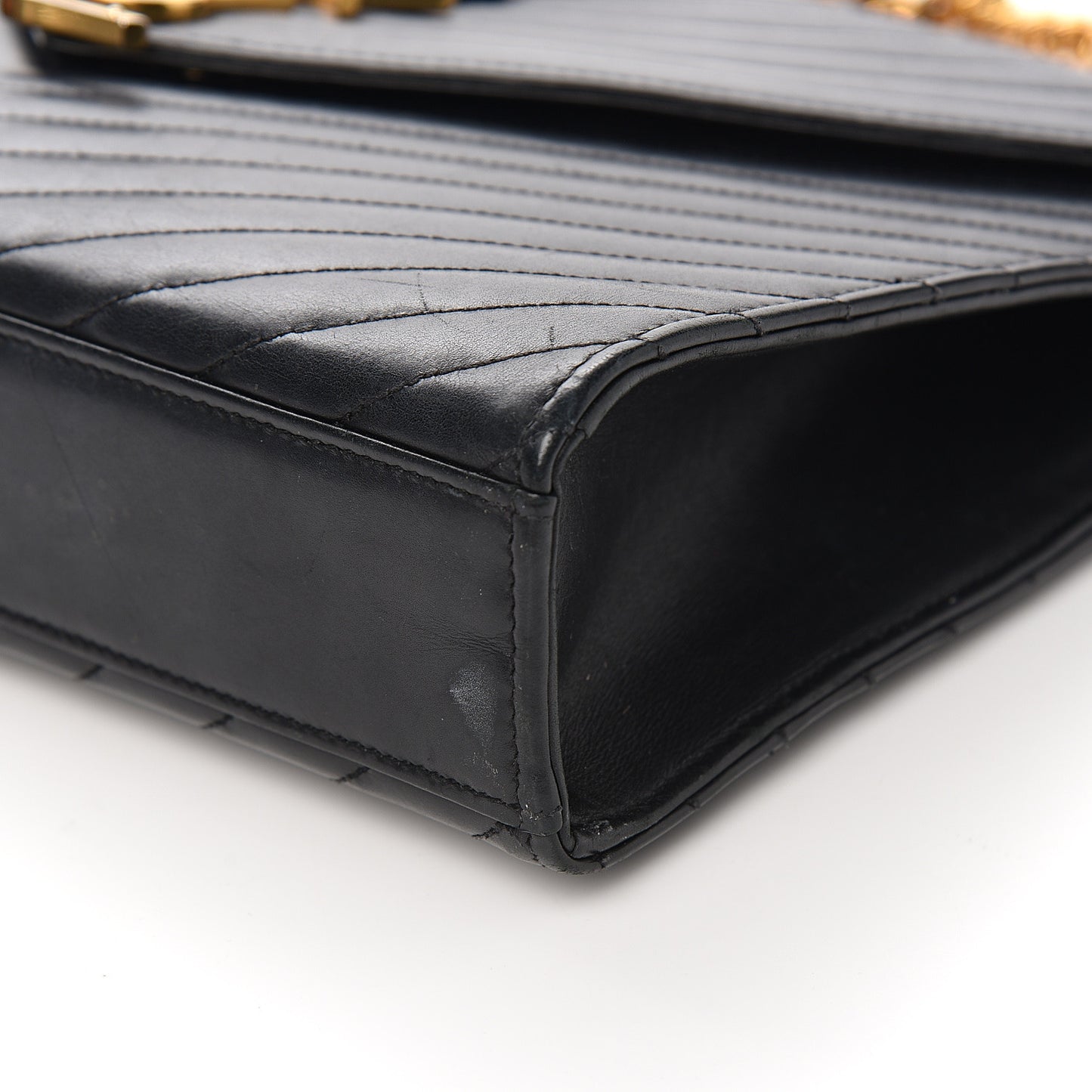 Smooth Calfskin Matelasse Chevron Large Monogram Satchel Black