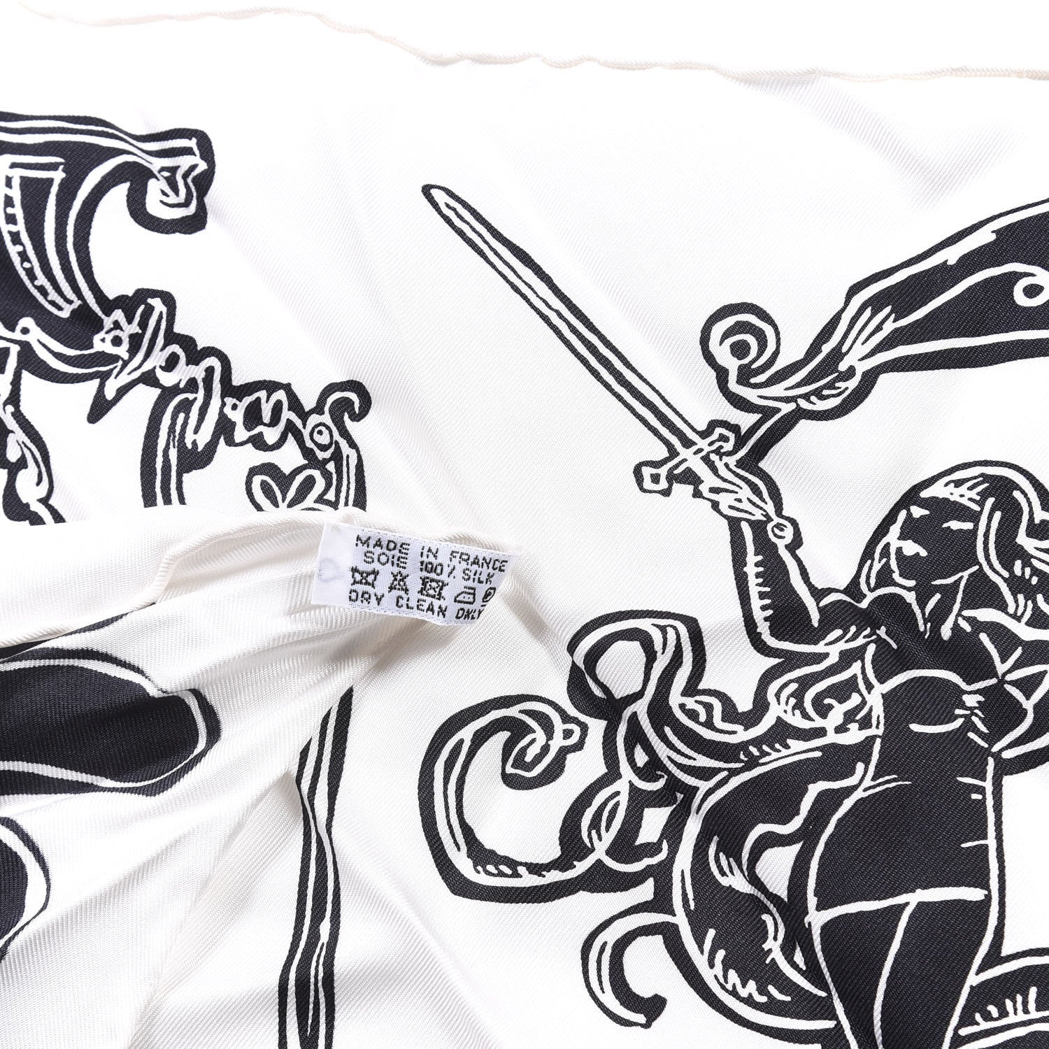Hermes Silk Serio Ludere Scarf 90 White Black 3 of 4