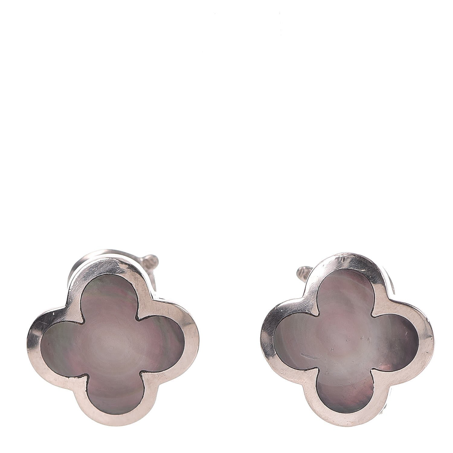 Van Cleef & Arpels 18K White Gold Mother of Pearl Pure Alhambra Earrings 1 of 7