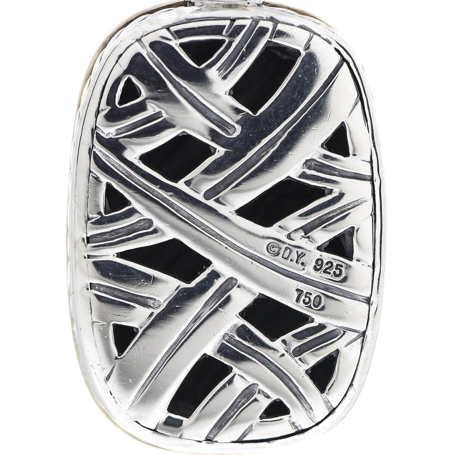 David Yurman Sterling Silver 18K Yellow Gold Diamond Sculpted Cable Enhancer Pendant 3 of 3