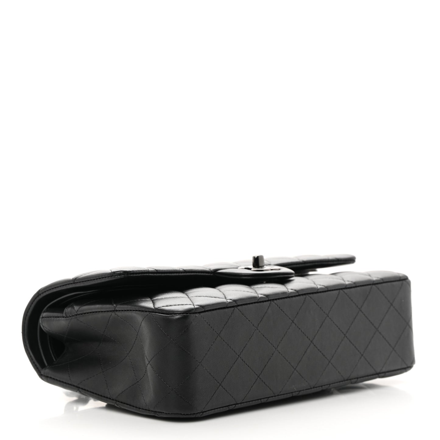Lambskin Quilted Medium Double Flap So Black