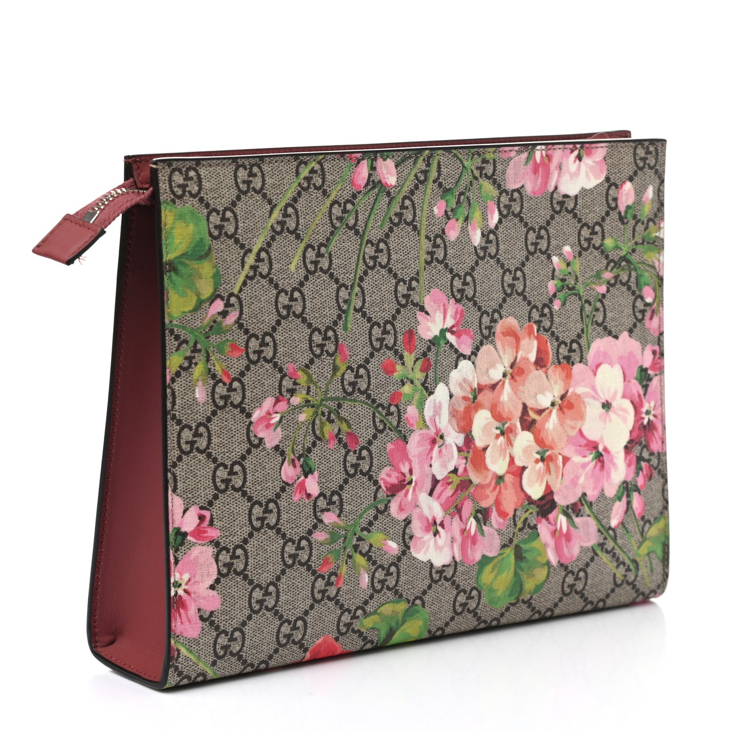 GG Supreme Monogram Blooms Large Cosmetic Case Beige Multicolor Dry Rose