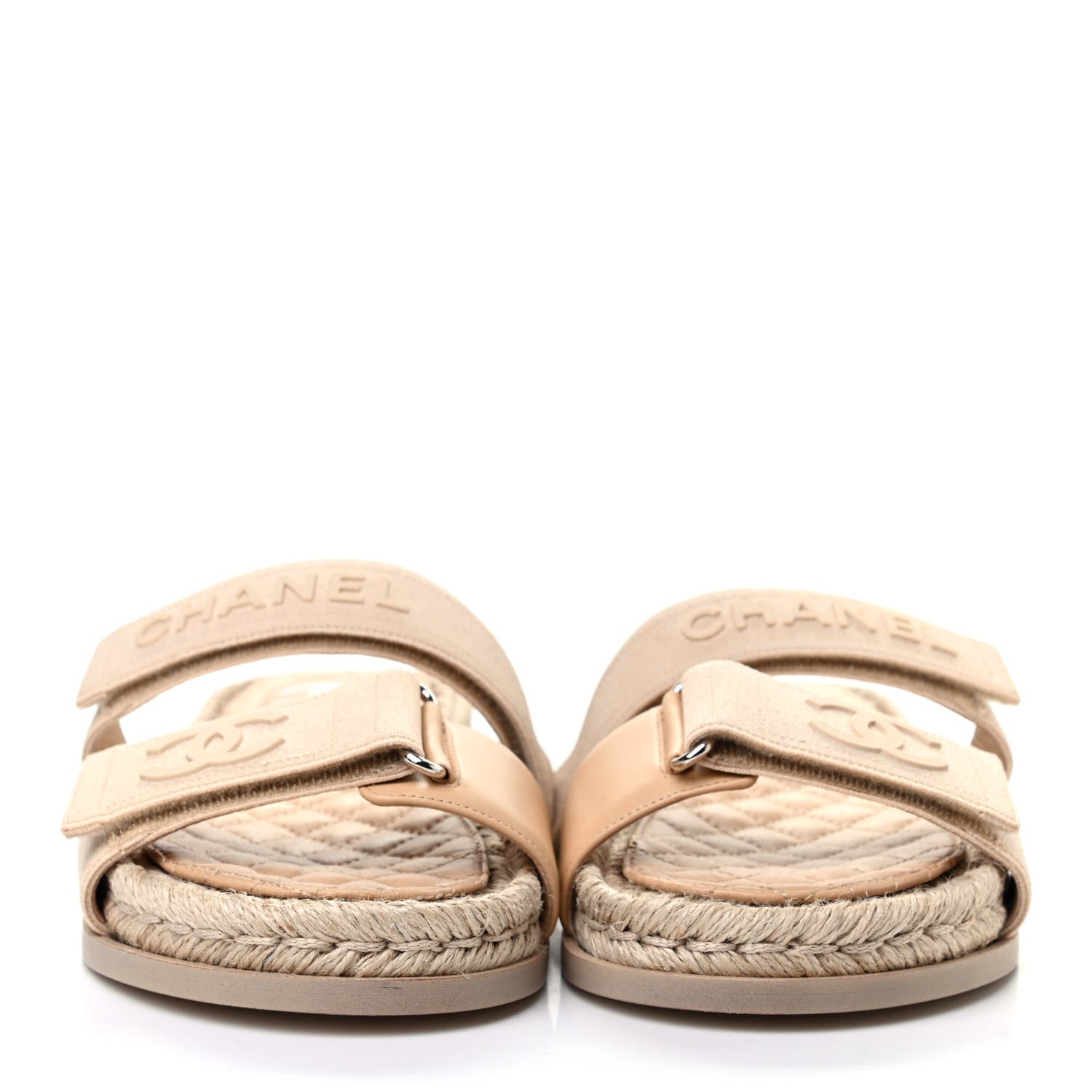 Chanel Grosgrain Lambskin Elastic Flat Mules 39 Beige 2 of 8