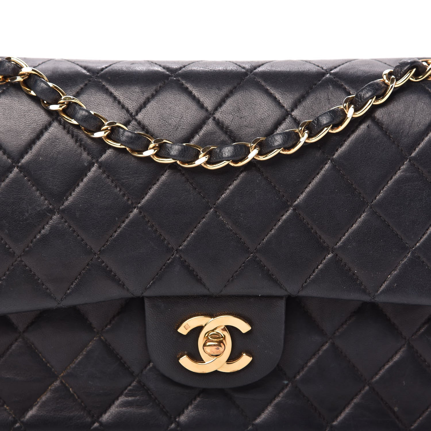Chanel Lambskin Quilted Medium Double Flap Navy 10 of 10