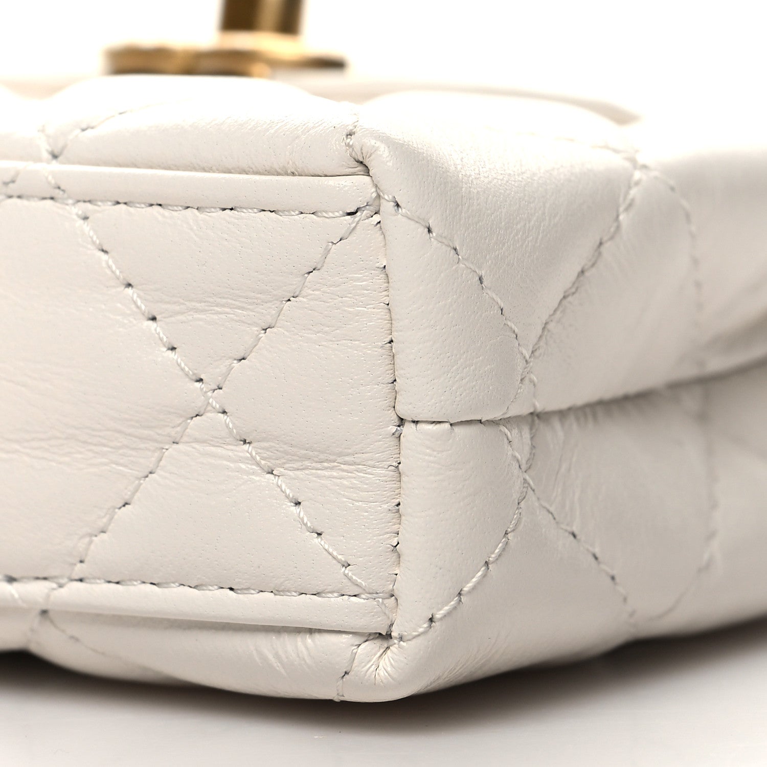 Chanel Shiny Aged Calfskin Quilted Mini Nano Kelly Shopper White 10 of 10