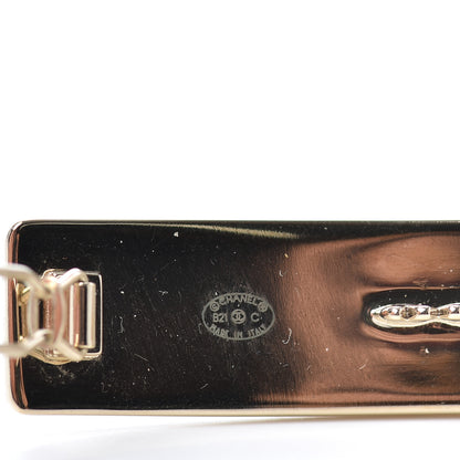 Chanel Metal Crystal Logo Hair Clip Gold 3 of 3
