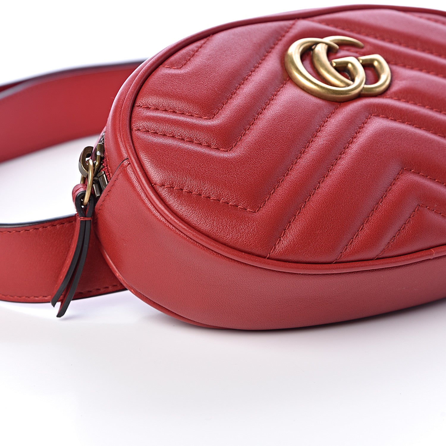 Gucci Calfskin Matelasse GG Marmont Belt Bag 95 38 Hibiscus Red 9 of 11