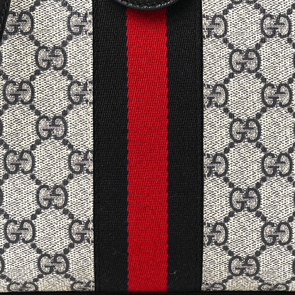 Gucci GG Supreme Monogram Textured Dollar Calfskin Web Small Ophidia Dome Shoulder Bag Beige Blue 9 of 13