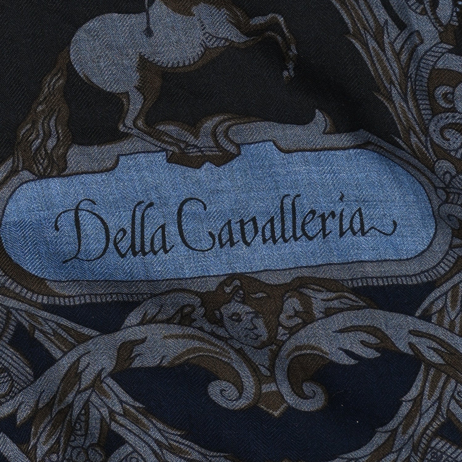 Hermes Cashmere Silk Cavalleria D'Etriers Shawl 140 Bleu Violet Parme 4 of 4