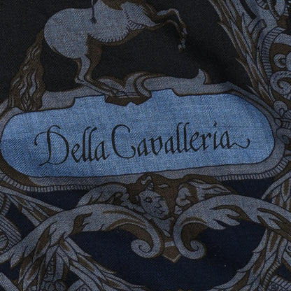 Hermes Cashmere Silk Cavalleria D'Etriers Shawl 140 Bleu Violet Parme 4 of 4