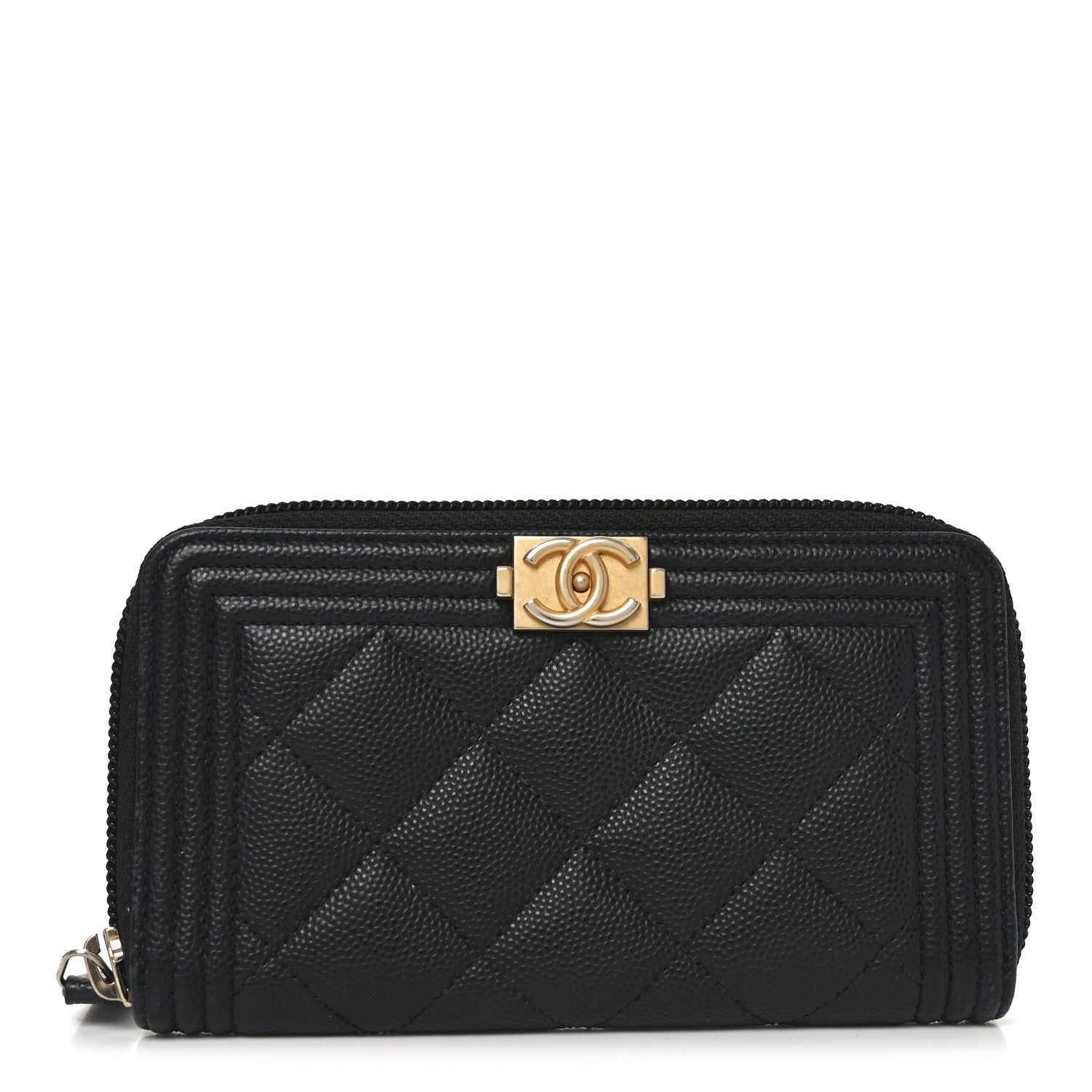 Chanel Caviar Quilted Small Boy Zip Around Wallet Black 1 of 8