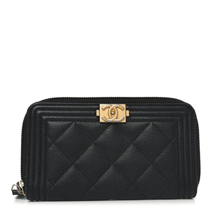 Chanel Caviar Quilted Small Boy Zip Around Wallet Black 1 of 8