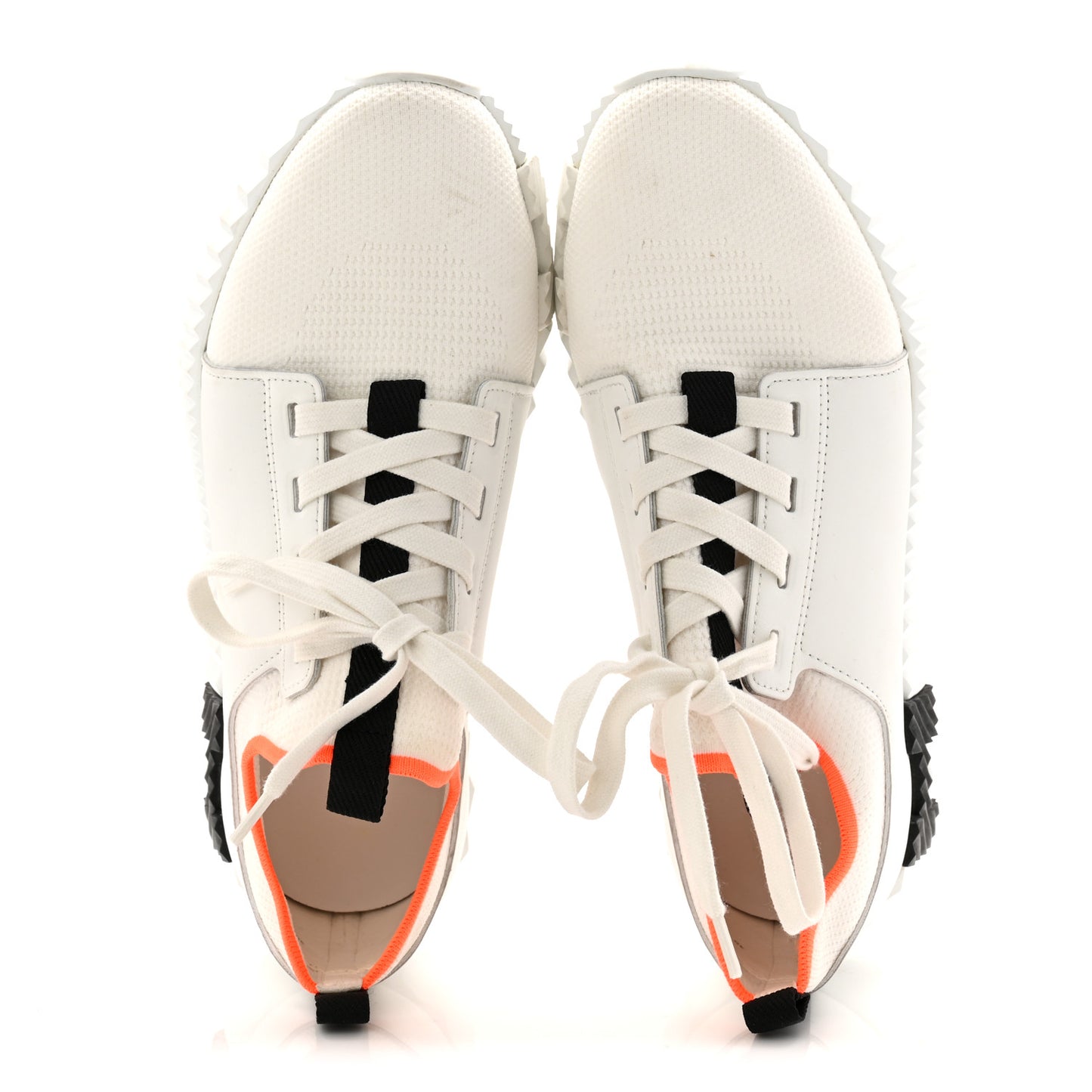 Knit Calfskin Depart Sneakers 38 White