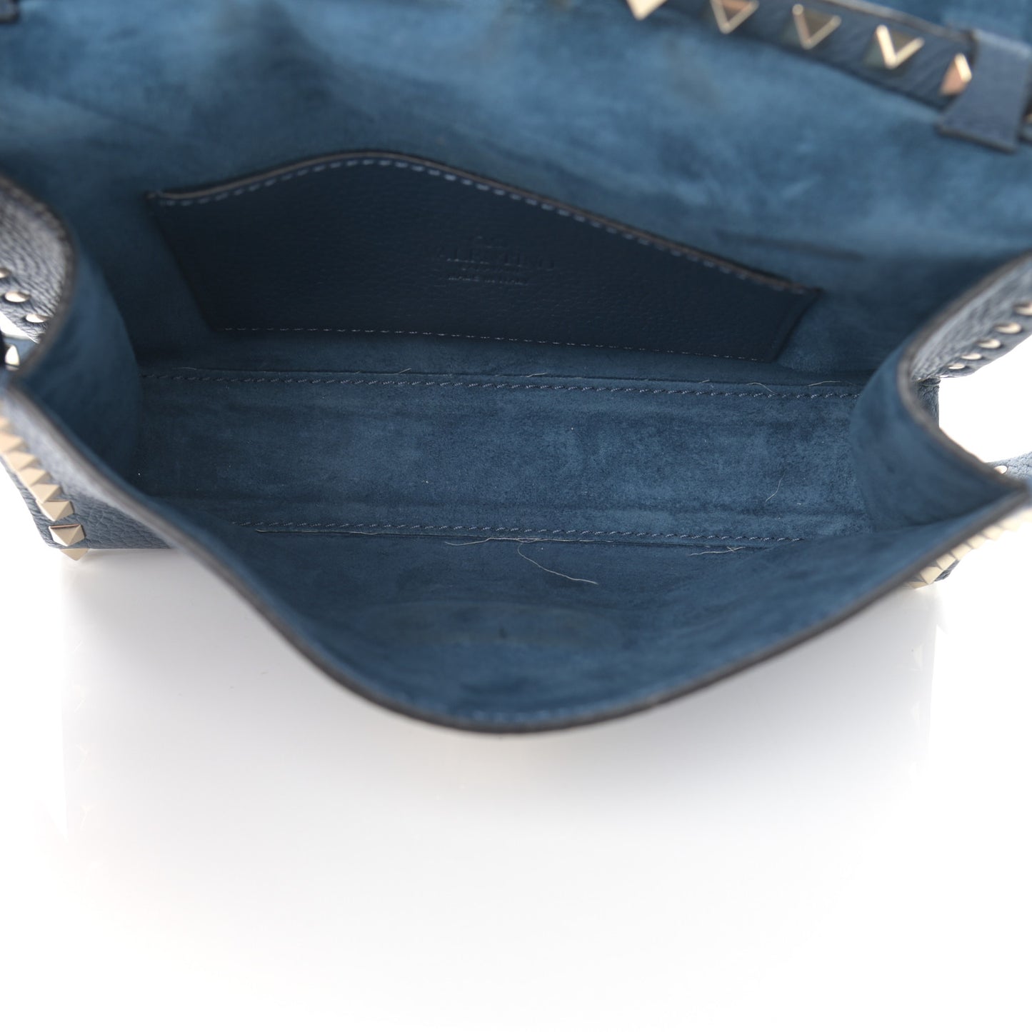 Pebbled Calfskin Medium Rockstud Flip Lock Crossbody Bag Peacock