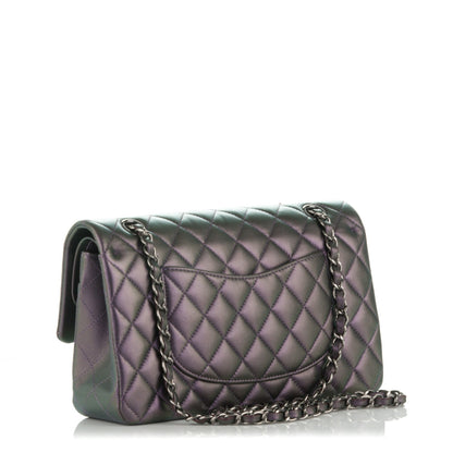 Chanel Metallic Lambskin Quilted Medium Double Flap Dark Purple 3 of 8
