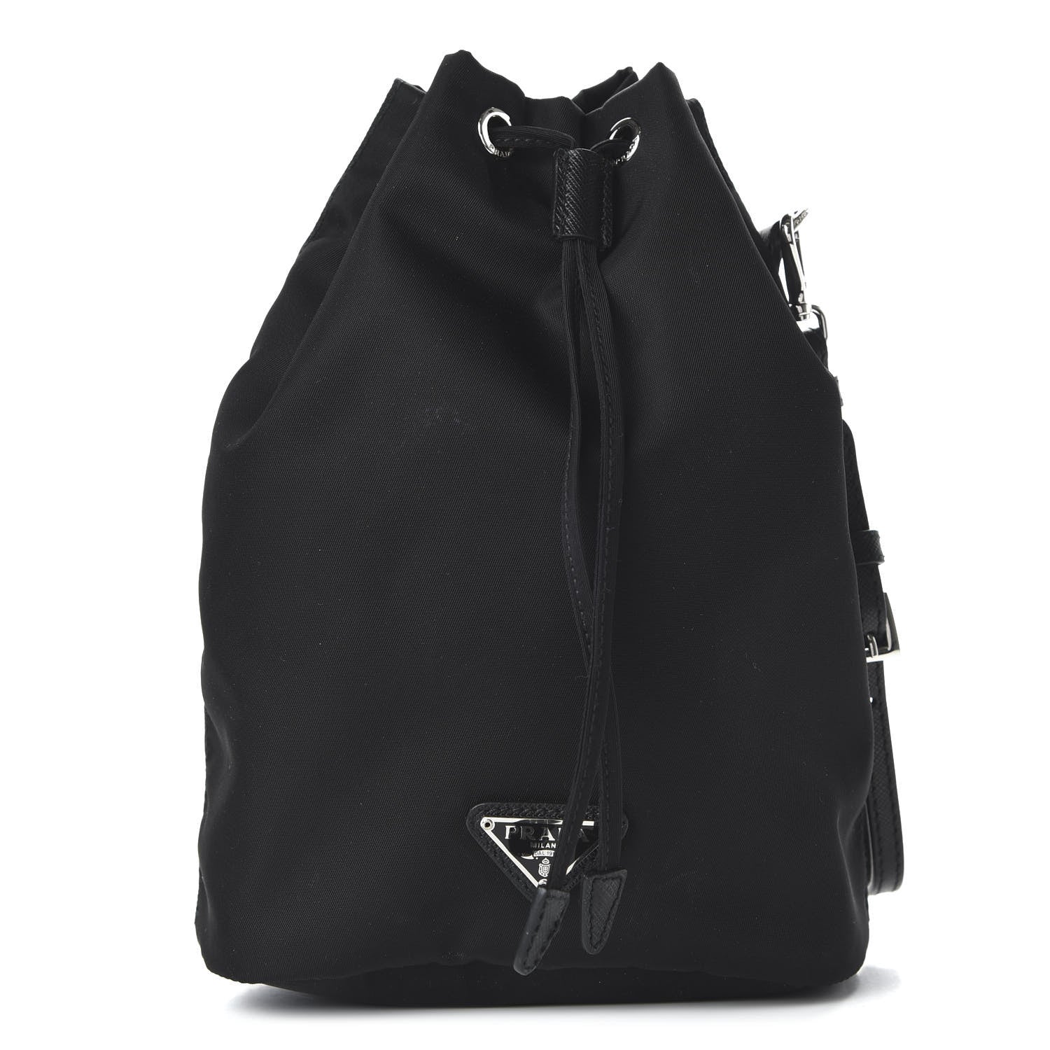 Prada Saffiano Tessuto Nylon Vela Bucket Wristlet Black 1 of 10