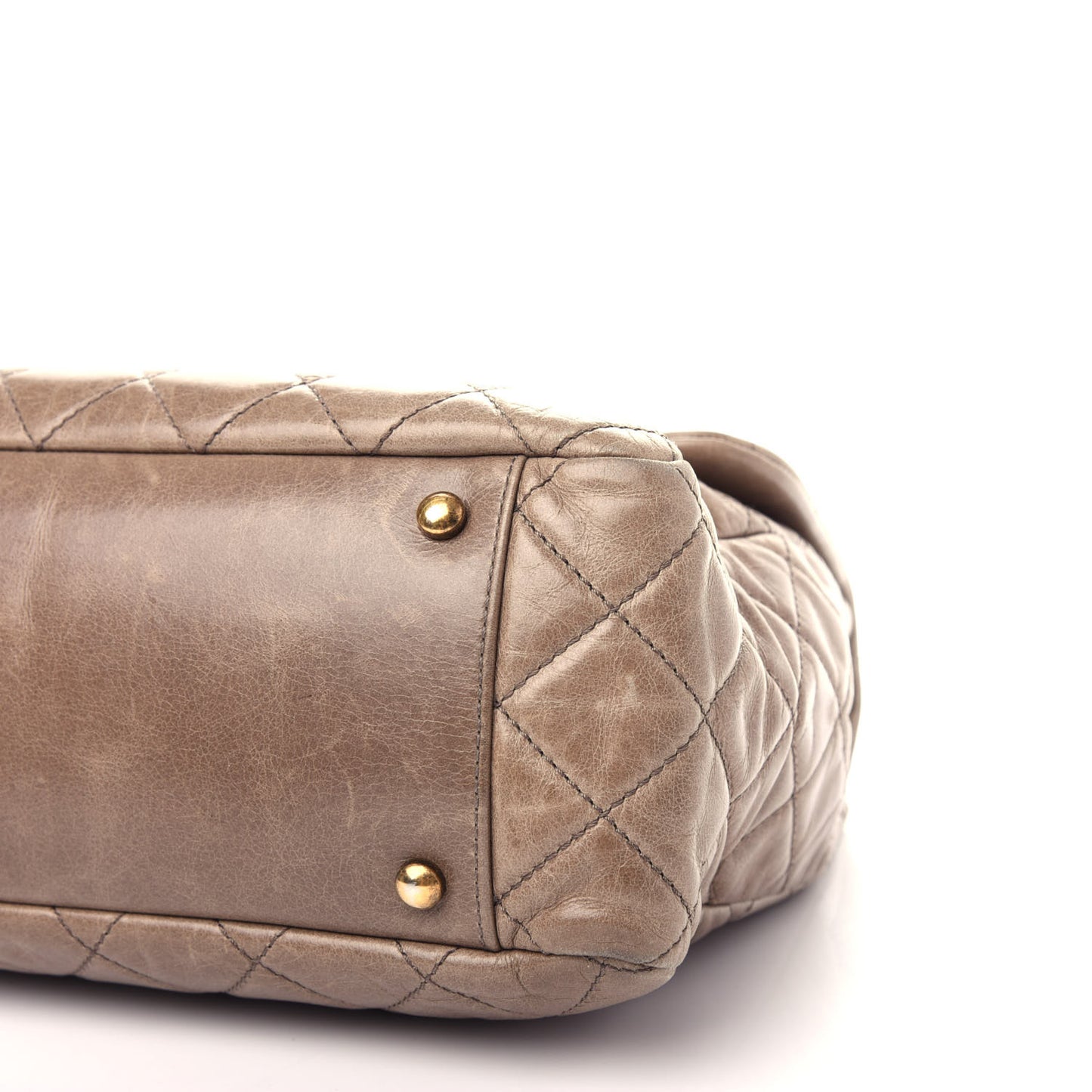 Glazed Calfskin Large Castle Rock Flap Dark Beige