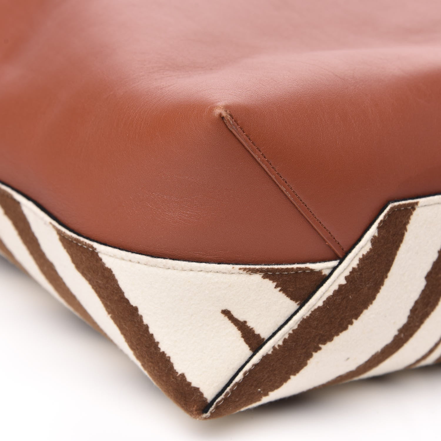 Celine Shiny Smooth Calfskin Zebra Printed Calf Hair Small Twisted Cabas Chalk Brick 7 of 10
