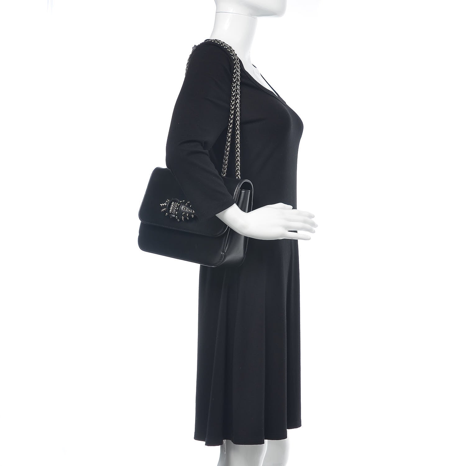 Christian Louboutin Calfskin Small Sweety Charity NV Shoulder Bag Black 2 of 16