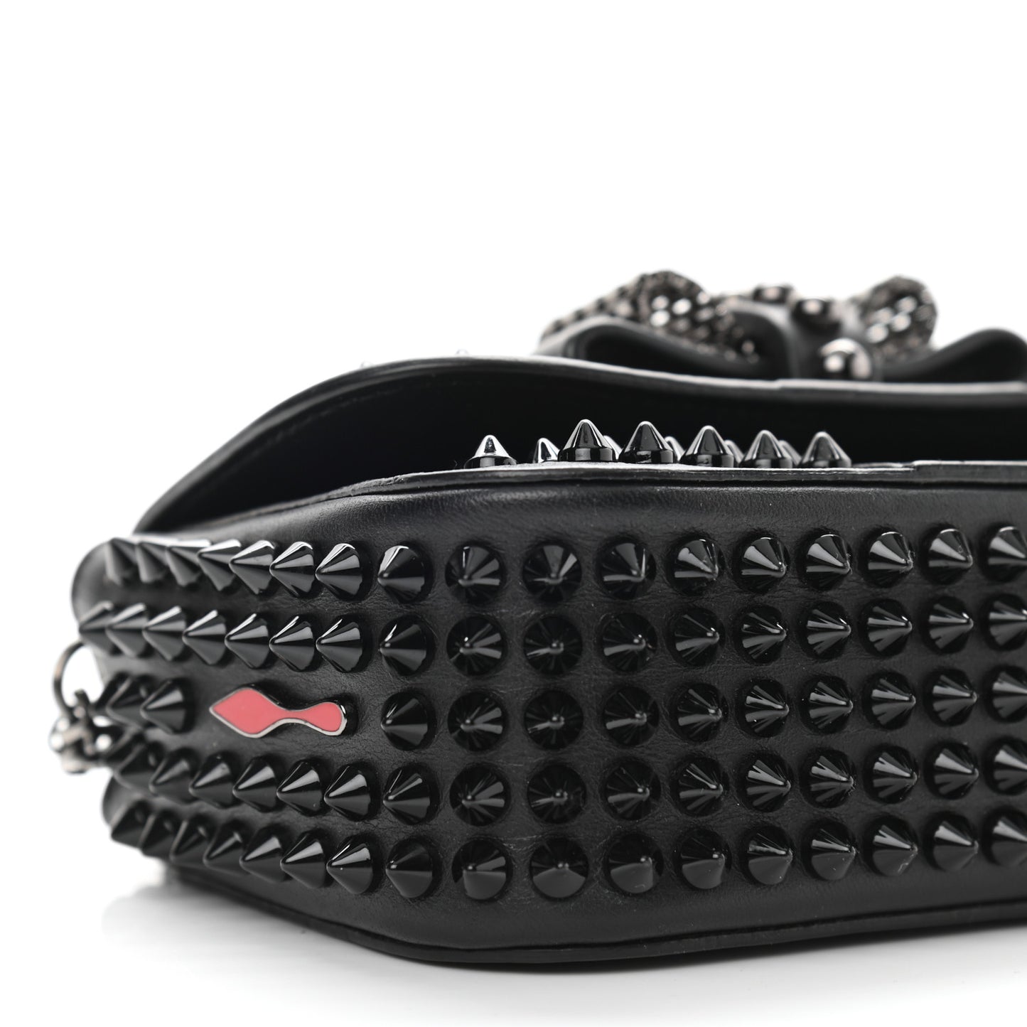Calfskin Spikes Sweety Charity Crossbody Bag Black