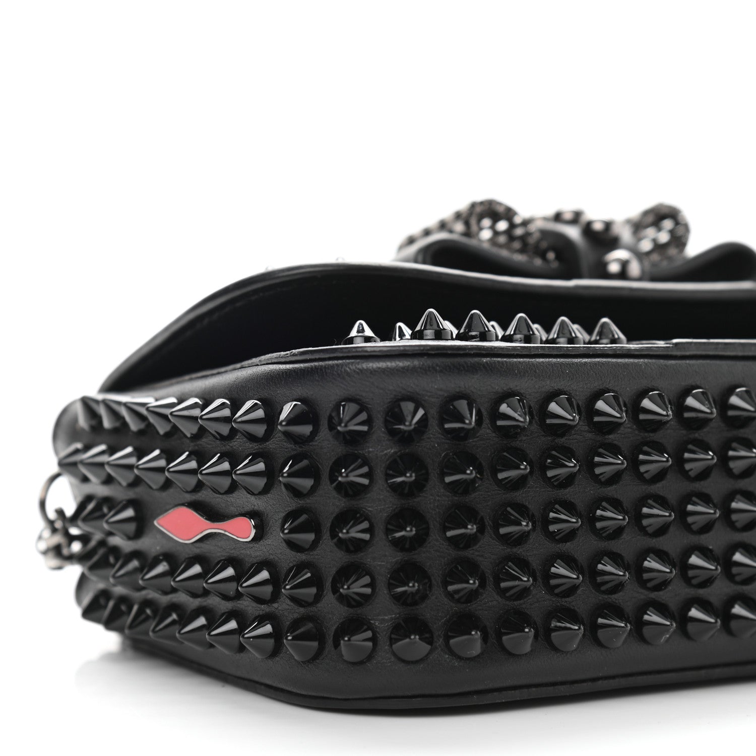 Christian Louboutin Calfskin Spikes Sweety Charity Crossbody Bag Black 9 of 12