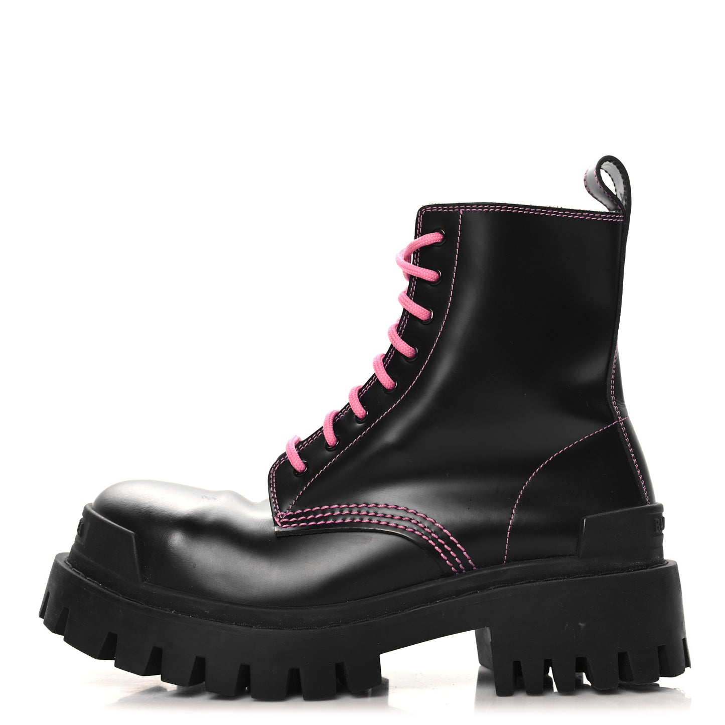 Calfskin Womens Strike 20mm Lace Up Boots 35 Black Fluo Pink