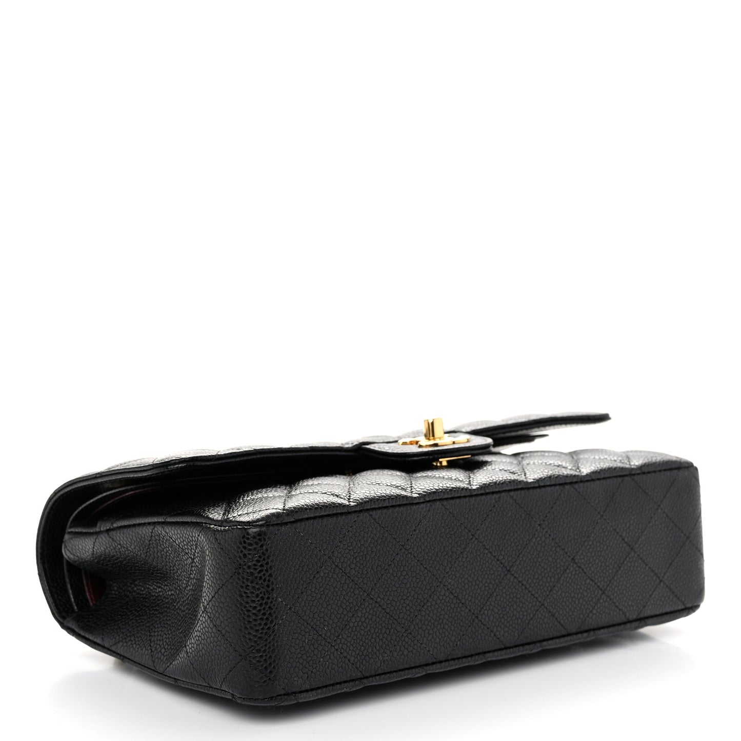 Caviar Quilted Medium Double Flap Black