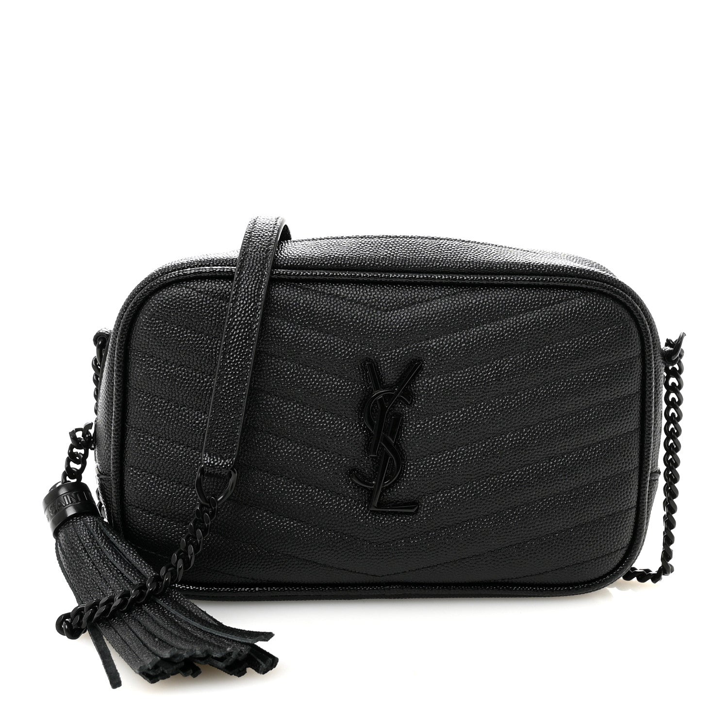 Saint Laurent Grain De Poudre Matelasse Monochrome Monogram Mini Lou Camera Bag Black 1 of 10