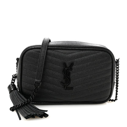 Saint Laurent Grain De Poudre Matelasse Monochrome Monogram Mini Lou Camera Bag Black 1 of 10