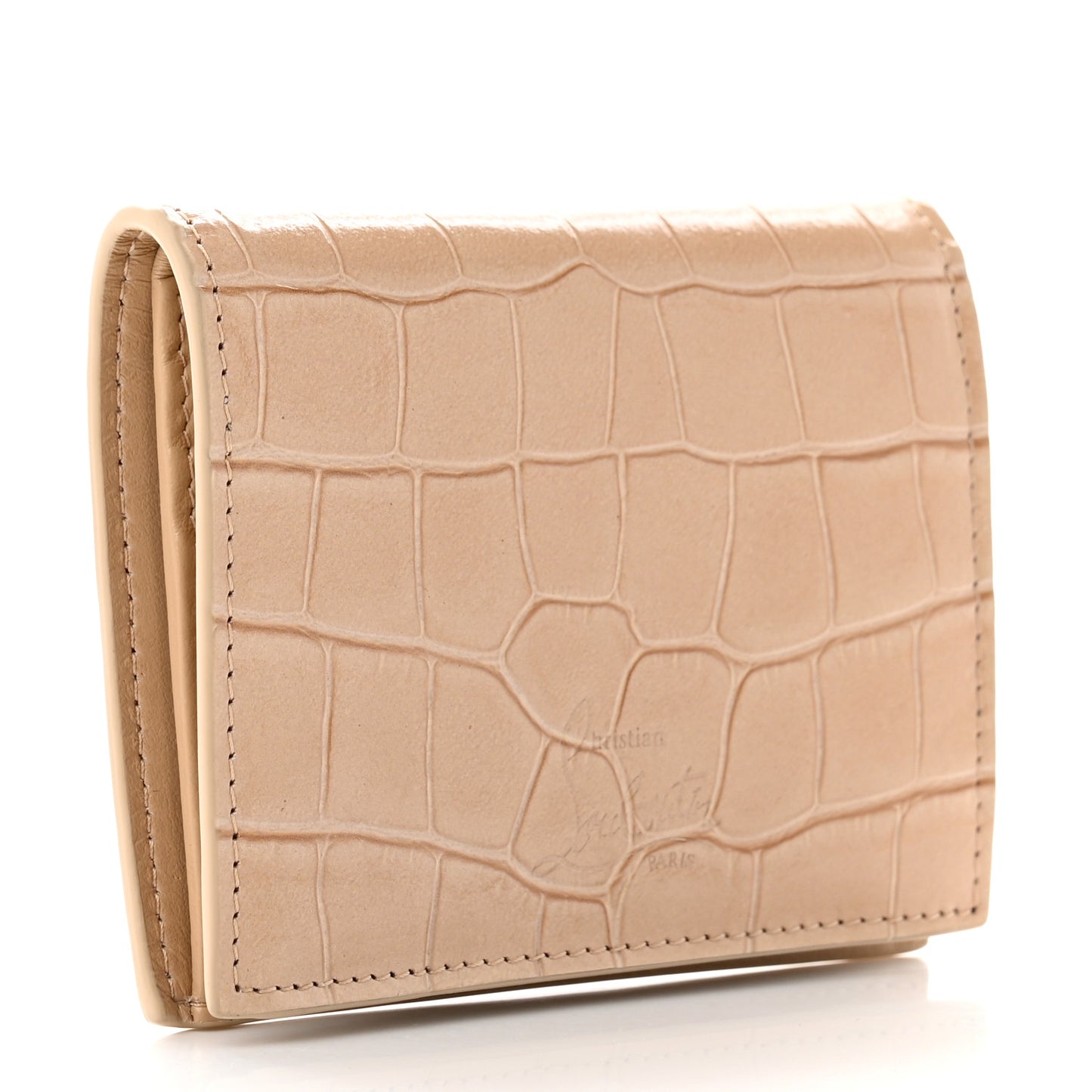 Crocodile Embossed Calfskin Palatin Wallet Nougat