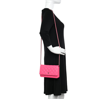 Chanel Caviar Quilted Wallet on Chain WOC Fuchsia 2 of 11
