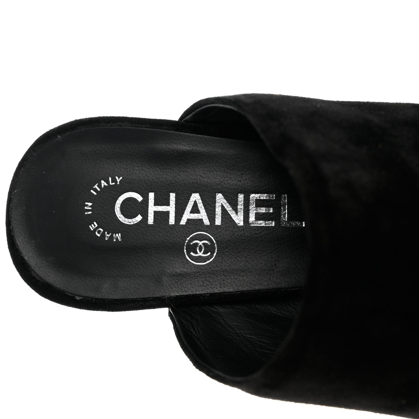 Suede Grosgrain Cap Toe Pearl Mule 40.5 Black
