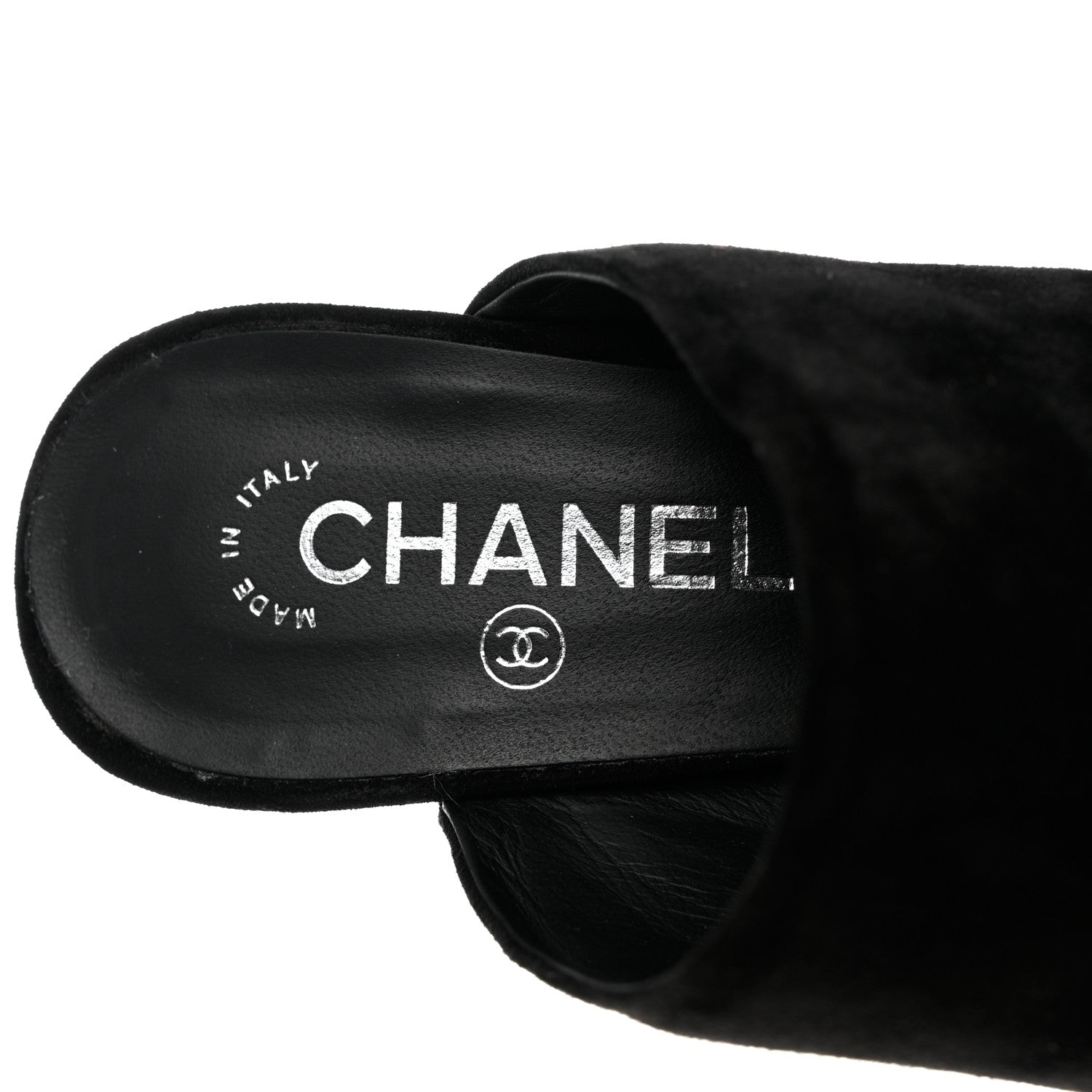 Chanel Suede Grosgrain Cap Toe Pearl Mule 40.5 Black 6 of 9