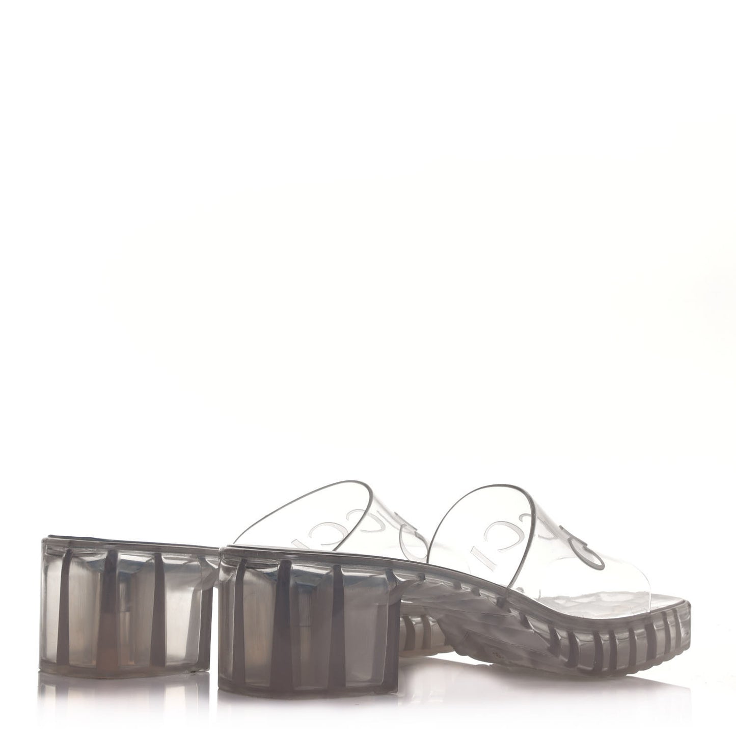 Rubber Gucci Logo Womens Platform 20/60mm Slide Sandals 38 Transparent