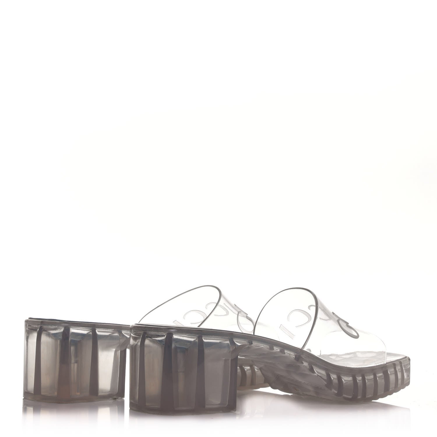 Gucci Rubber Gucci Logo Womens Platform 20/60mm Slide Sandals 38 Transparent 4 of 8