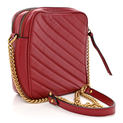 Gucci Azalea Calfskin Matelasse Diagonal Tall GG Marmont Crossbody Bag Romantic Cerise 3 of 11