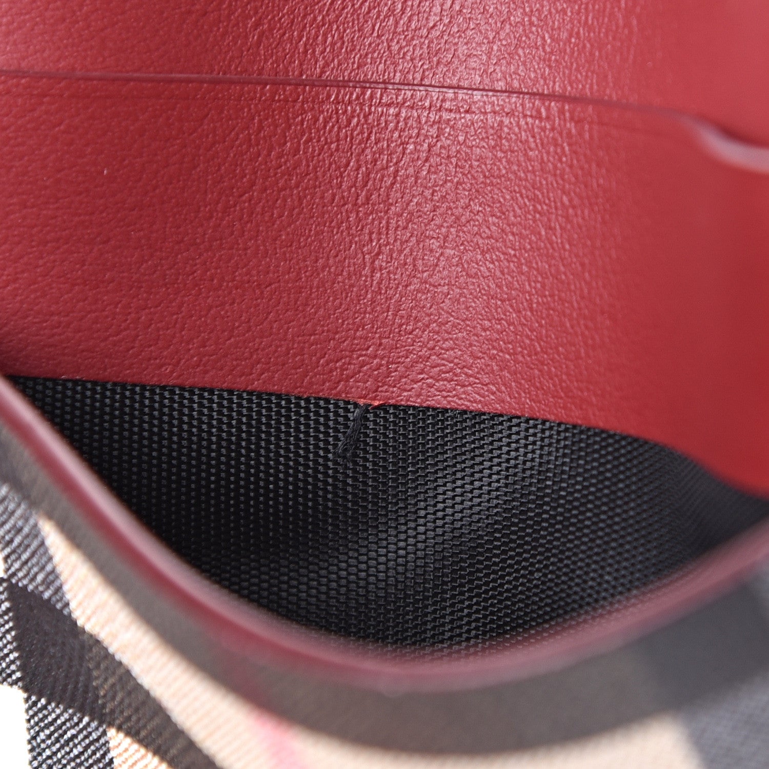 Burberry Smooth Calfskin Vintage Check Sandon Card Case Crimson 7 of 7